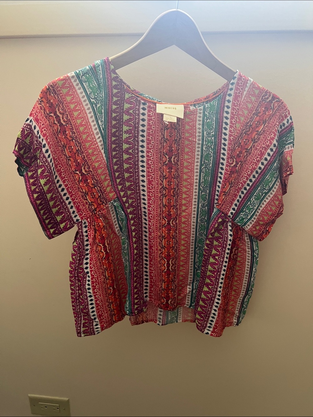 Maeve Red & Green Multi-Stripe Boho Blouse